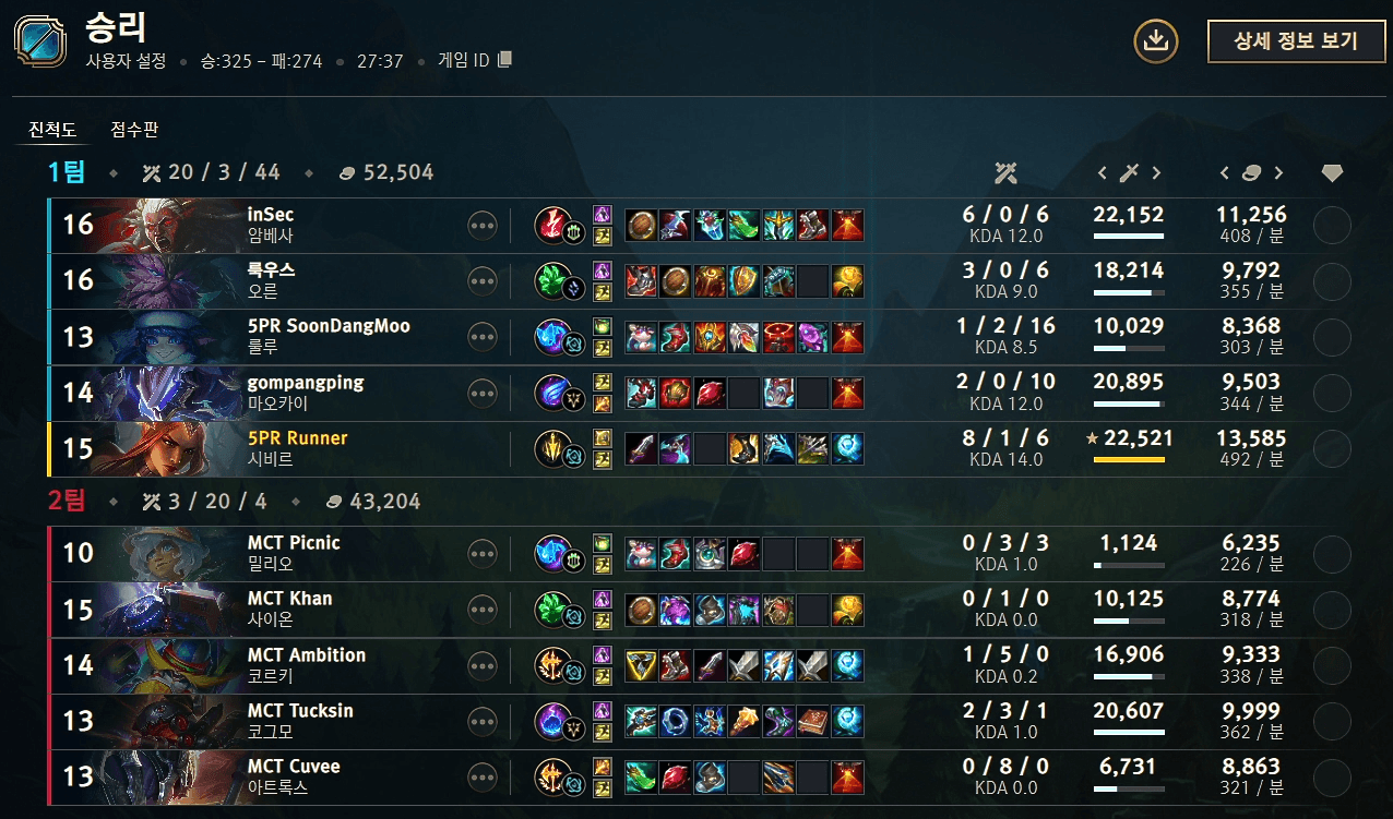GAME 2 결과